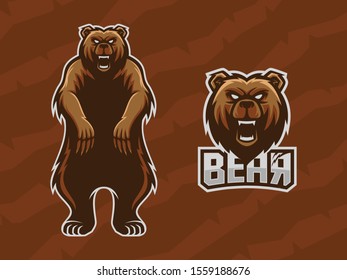 Ferocious Standing bear logo template