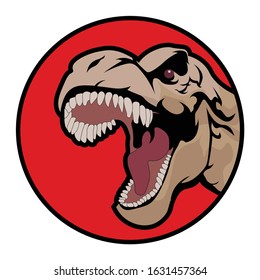 Ferocious T-Rex Head Mascot Gaming Team Logo Vector Illustration Isolated on White Background. Tyrannosaur logo and mascot for sport team, gym, company and many more.