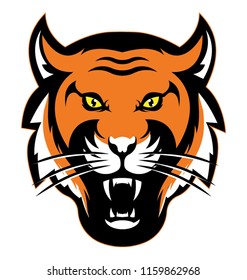 Ferocious and wild tiger cartoon face