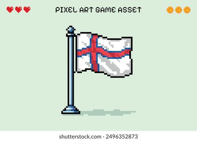 Feroe Inseln Flagge Pixel Kunst Retro-Videospiel 2d Asset Illustration isoliert vektoriell skandinavischen Land nordische Nation Euro Wikinger