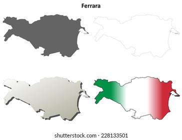 Ferrara blank detailed outline map set
