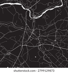 Ferrara Italy Vector Map, Detailed City Street Map Black and White Minimalist Line Art