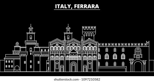 Ferrara silhouette skyline. Italy - Ferrara vector city, italian linear architecture, buildings. Ferrara travel illustration, outline landmarks. Italy flat icons, italian line banner