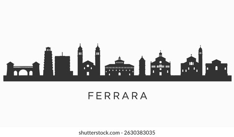 Ferrara skyline Landmark silhouette with Italy.