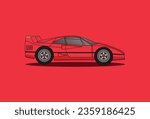 Ferrari F40 Vector Illustration with black stroke
