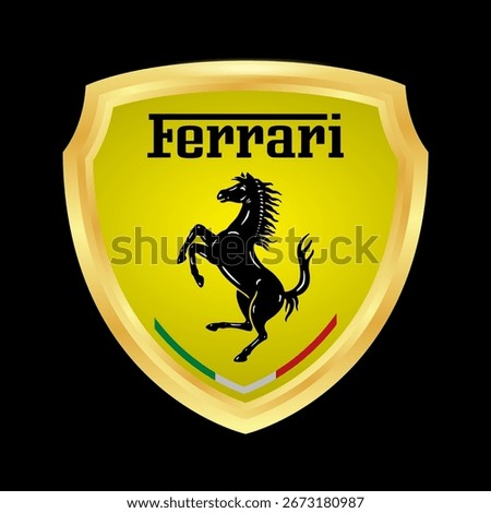 Ferrari logo with shield vector