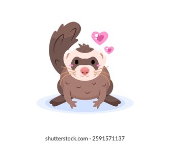ferret animal illustration. cute, adorable, and adorable animal character. like and love ferret. pet, expression. national ferret day. flat style design. element
