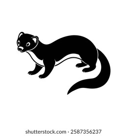 Ferret animal silhouette vector illustration.