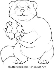 Ferret Handball player Handball Sports Animal Vector Graphic Art Illustration