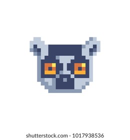 Ferret head pixel art  icon isolated vector illustration. Element design for stickers, logo, embroidery, mobile app. Face of cartoon ferret flat style.