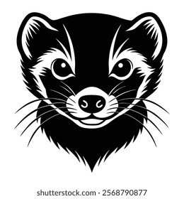 Ferret head vector silhouette art illustration