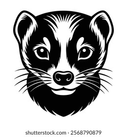 Ferret head vector silhouette art illustration