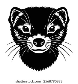 Ferret head vector silhouette art illustration