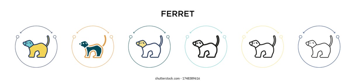 Ferret icon in filled, thin line, outline and stroke style. Vector illustration of two colored and black ferret vector icons designs can be used for mobile, ui, web