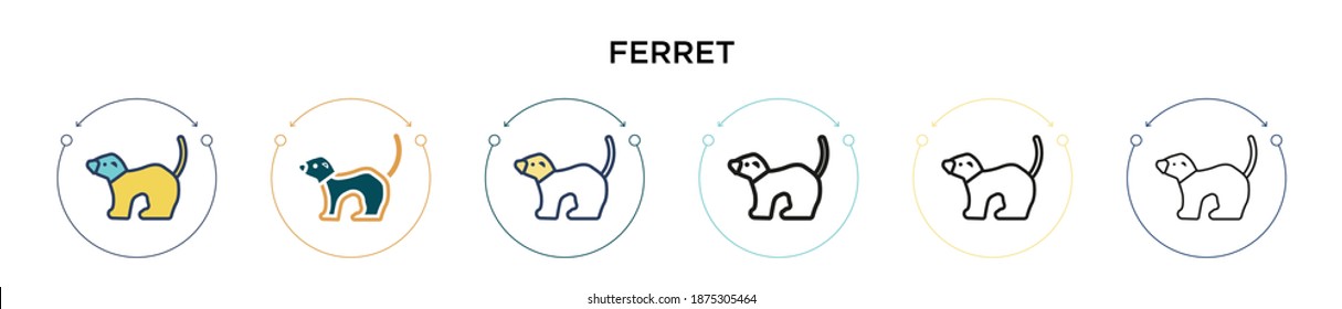 Ferret icon in filled, thin line, outline and stroke style. Vector illustration of two colored and black ferret vector icons designs can be used for mobile, ui, web