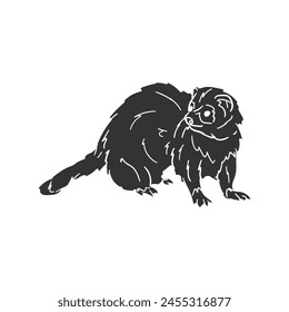 Ferret Icon Silhouette Illustration. Animal Vector Graphic Pictogram Symbol Clip Art. Doodle Sketch Black Sign.