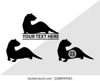 Silueta de ilustración de vectores monograma de ferret