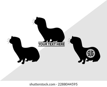Ferret Monogram Vector Illustration Silhouette