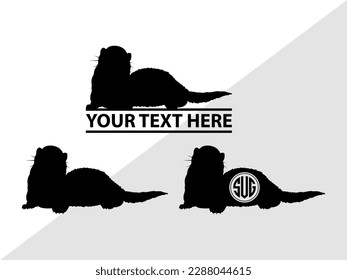 Ferret Monogram Vector Illustration Silhouette