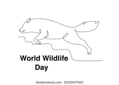 A ferret is running. World Wildlife Day one-line drawing