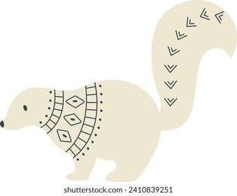 Ferret Con Ilustración Del Vector De Patrón Escandinavo