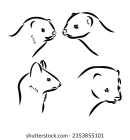 Vista lateral en hurto, doodle dibujado a mano, dibujo en forma de grava, ilustración vectorial