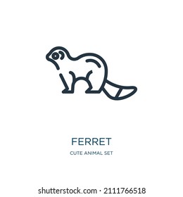ferret thin line icon. animal, domestic linear icons from cute animal set concept isolated outline sign. Vector illustration symbol element for web design and apps.