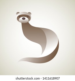 Ferret. Vector illustration of logo. Stylized, simplified and isolated cute animal.