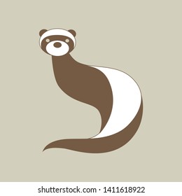 Ferret. Vector illustration of logo. Stylized, simplified and isolated cute animal.
