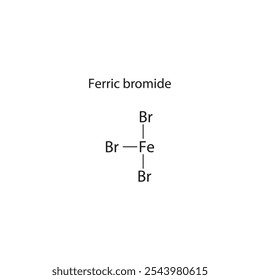 Diagrama de estrutura esquelética de brometo férrico. Molécula orgânica composta ilustração científica.