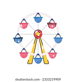 Ferries wheel doodle vector filled outline Sticker. EPS 10 file