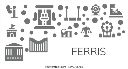 ferris icon set. 11 filled ferris icons.  Simple modern icons about  - Amusement park, Roller coaster, Circus, Carousel, Trapeze, Ferris wheel, Bumper car