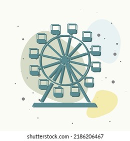 Ferris whee on multicolored background. Layers grouped for easy editing illustration. For your design.