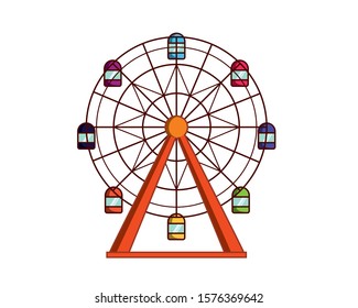 Ferris Wheel as Amusement Park Element Illustration