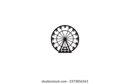 Ferris Wheel. Amusement park sign. Luna park black Vector Icon white background