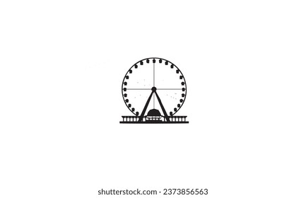 Ferris Wheel. Amusement park sign. Luna park black Vector Icon white background