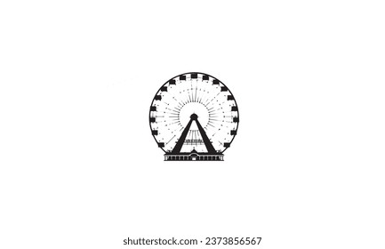 Ferris Wheel. Amusement park sign. Luna park black Vector Icon white background