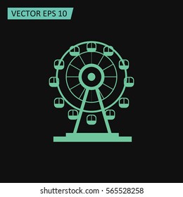 Ferris Wheel. Amusement park sign. Luna park  Vector Icon.