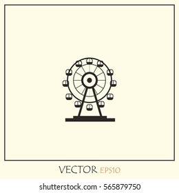 Ferris Wheel. Amusement park sign. Luna park  Vector Icon.