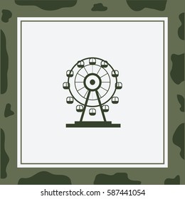 Ferris Wheel. Amusement park sign. Luna park  Vector Icon.