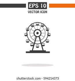 Ferris Wheel. Amusement park sign. Luna park  Vector Icon.