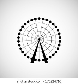 Ferris Wheel from amusement park, vector silhouette