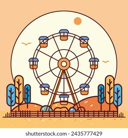 Ferris wheel in an amusement park vector illustration