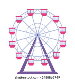 Rueda de la fortuna en un parque de atracciones. Ilustración vectorial