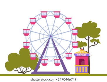 Ferris wheel in an amusement park. Vector illustration