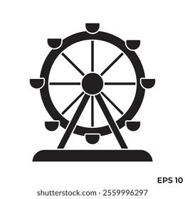 ferris wheel amusement ride flat icon vector