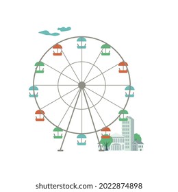 Ferris wheel andt city vector illustration