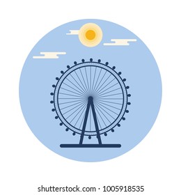 Ferris wheel. Attraction. Recreation and entertainment. Design for banner, poster or print.