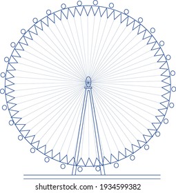 ferris wheel, attraction. vector black and white sketch. UK, London. amusement park