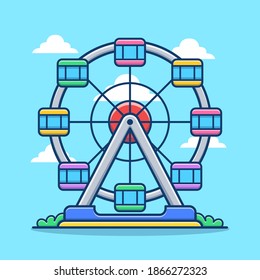 Ferris Wheel carnival cartoon vector illustration. Amusements park and circus concept. Flat cartoon style